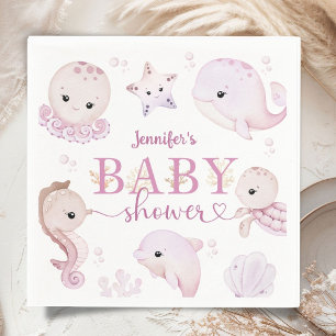 Onder de zee baby shower meisje roze oceaan papier servet