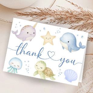 Onder de zee baby shower oceaan bedankkaart