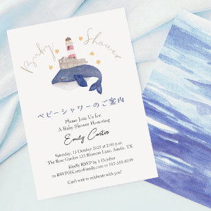 Onder de zee baby shower walvis vuurtoren kaart