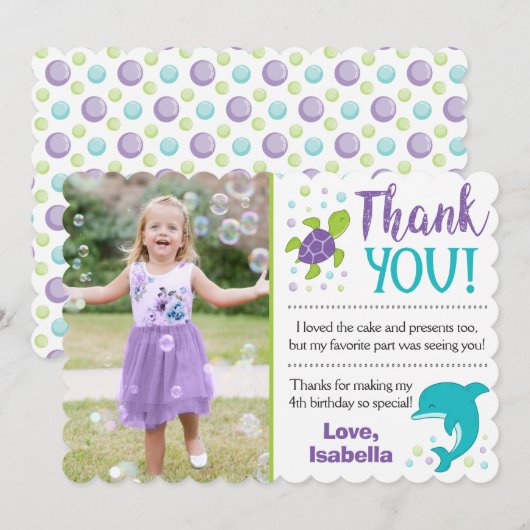 Onder de Zee 'Birthday' Dank je wel Kaart (Voorkant / Achterkant)