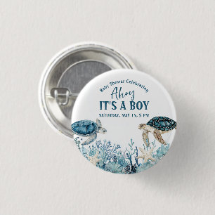Onder de Zee Blauwe Ahoy Het is een Jongen Baby Bo Ronde Button 3,2 Cm