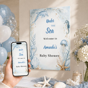 Onder de zee blauwe oceaan welkom Baby Shower Poster