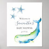 Onder de zee Blauwe Wal Baby Shower Posters (Voorkant)