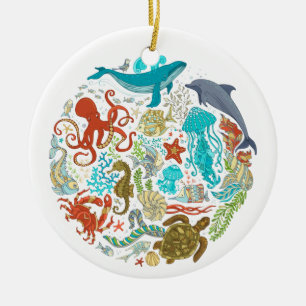 Onder de zee Crustaceancore Oceaan Zeeleven Keramisch Ornament