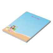 Onder de Zee Cute Brunette Mermaid Custom Name Notitieblok (Gedraaid)