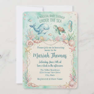 Onder de Zee Dieren Aquamarine Baby Borrel Kaart