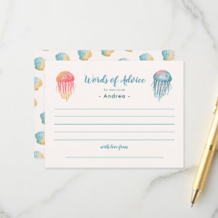 Onder de zee Dieren Baby Shower Woorden van Advies Informatiekaartje