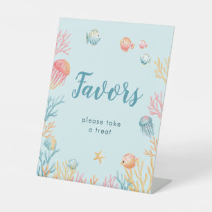 Onder de Zee Dieren Kleurrijke Baby Shower Favoren Reclamebord Met Voetstuk
