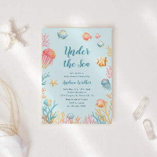 Onder De Zee Dieren Kleurrijke Baby Shower Kaart