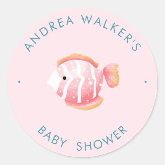 Onder De Zee Dieren Kleurrijke Baby Shower Ronde Sticker