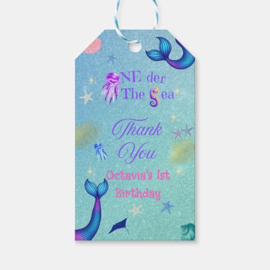 Onder de Zee Eerste Verjaardag Cadeaulabel (Voorkant)