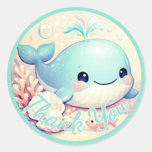Onder de Zee Geslacht Neutrale Baby Shower Oceaan Ronde Sticker