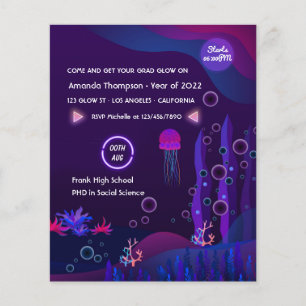 Onder de zee Glow Afstudeerfeest Flyer