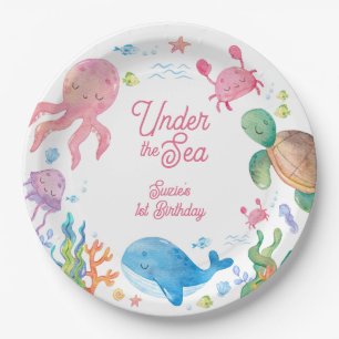 Onder de Zee Kids 1e Verjaardag Papieren Bordje