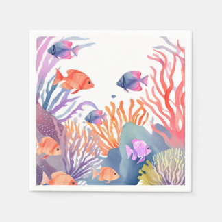Onder de Zee Koraalrif Aquarel Servet