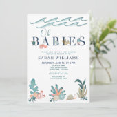 Onder de Zee Koral Waterverf Oh Babies Shower Kaart (Staand voorkant)