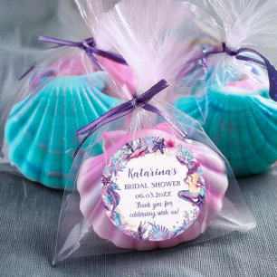 Onder de Zee Meermin Baby Shower Paars Turquoise Ronde Sticker