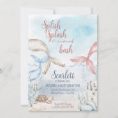Onder de Zee Mermaid Bash Waterverf Birthday Kaart (Voorkant)