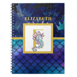 Onder de zee met zeepaardje eenhoorn voeg initiaal notitieboek
