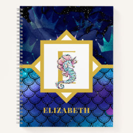 Onder de zee met zeepaardje eenhoorn voeg initiaal notitieboek