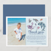 Onder de Zee Moderne Kids Foto Verjaardag Bedankkaart (Voorkant / Achterkant)