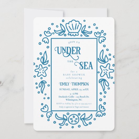 Onder de Zee Nautilische Oceaangeboorte Baby Showe Kaart (Voorkant)