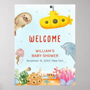Onder de zee Nautische marine baby shower welkom Poster