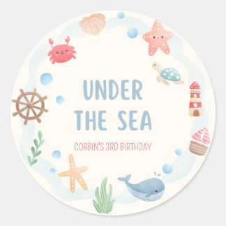 Onder de Zee Nautische Verjaardagssticker Ronde Sticker