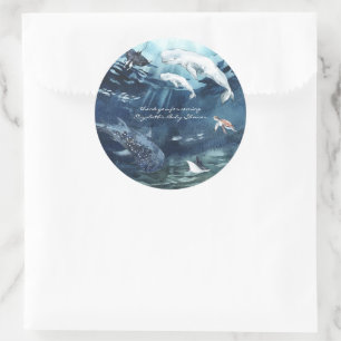 Onder de Zee   Oceaan Baby Shower Ronde Sticker