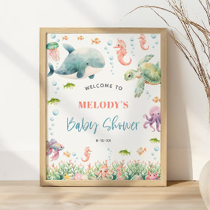Onder de Zee Oceaan Baby Shower Welkomstbord Poster