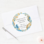 Onder de Zee Oceaan Blauw Goud Bedankt Favoriet Ronde Sticker (Envelop)
