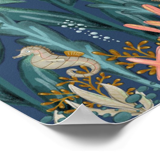 Onder De Zee Oceaan Dieren Nursery Poster (Hoek)