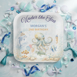 Onder de Zee Oceaan Dieren Octopus Verjaardag Papieren Bordje