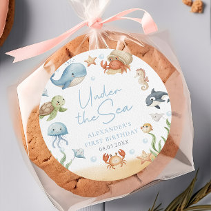 Onder De Zee Oceaan Dieren Verjaardagssticker Ronde Sticker