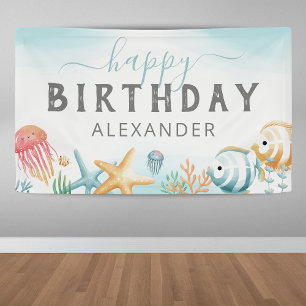 Onder de Zee Oceaan Verjaardag Spandoek