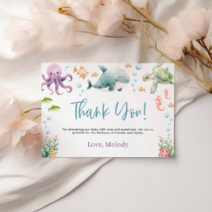 Onder de Zee Ocean Baby Shower Dank je Bedankkaart