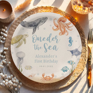 Onder De Zee Oceandieren 1e Verjaardag Papieren Bordje