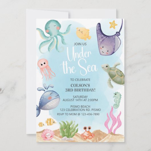 Onder de Zee, Oceandieren, Zeedieren Kaart (Voorkant)