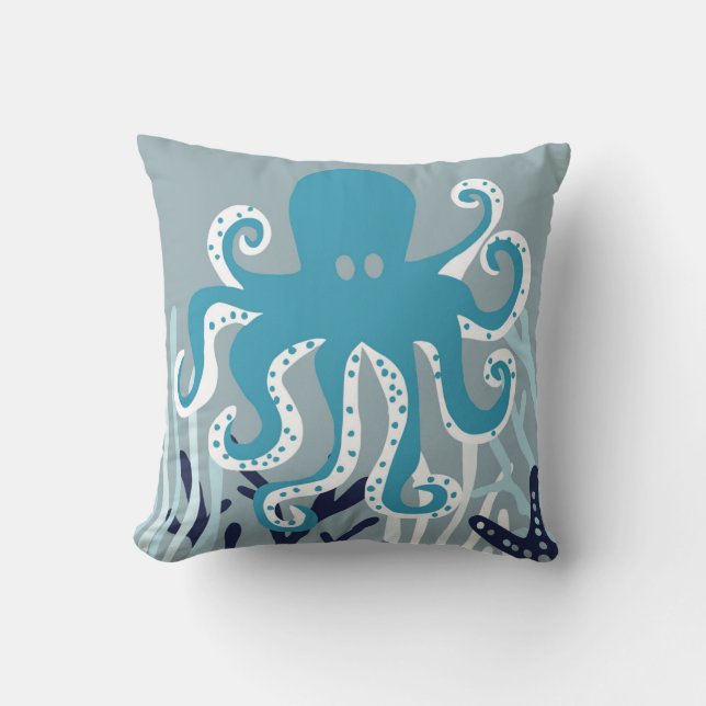 Onder de Zee - Octopus Kussen (Voorkant)