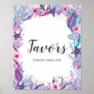 Onder de Zee Paarse Roze Verjaardagsfeest Favoren Poster
