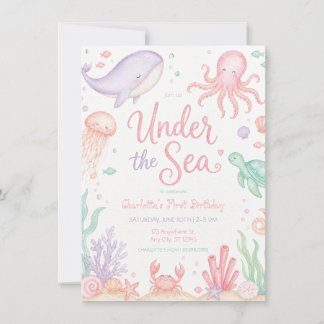 Onder de Zee Pastel Oceaan Verjaardagsmeisje Kaart