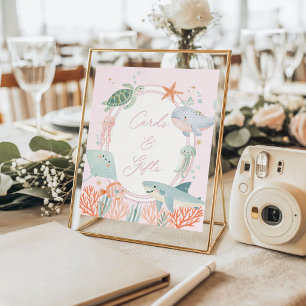 Onder de Zee Roze Zeevaart Oceaan Kaarten & Cadeau Poster