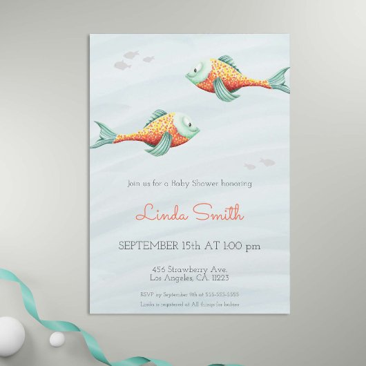 Onder de Zee Schattige Vis Neutrale Tweeling Baby Kaart