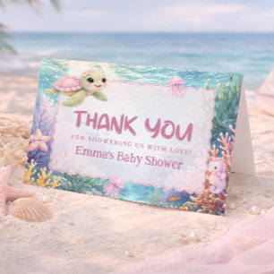 Onder de zee schildpad baby shower bedankkaart