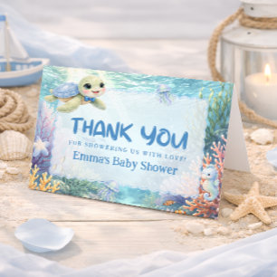 Onder de Zee Schildpad Baby Shower Bedankkaart