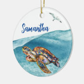 Onder de Zee Schildpad Persoonlijk Keramisch Ornament (Links)