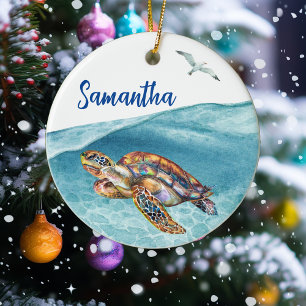 Onder de Zee Schildpad Persoonlijk Keramisch Ornament