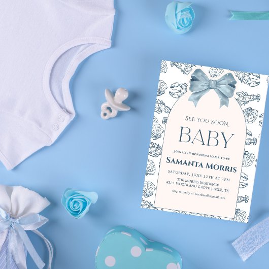 Onder de Zee Strand Thema met Schelpontwerp Baby Kaart