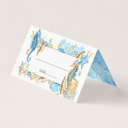 Onder de Zee Summer Wedding Table Place Card Kaart (Voorkant)