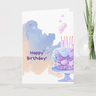 Onder de Zee Thema Verjaardagstaart Gefeliciteerd Kaart
